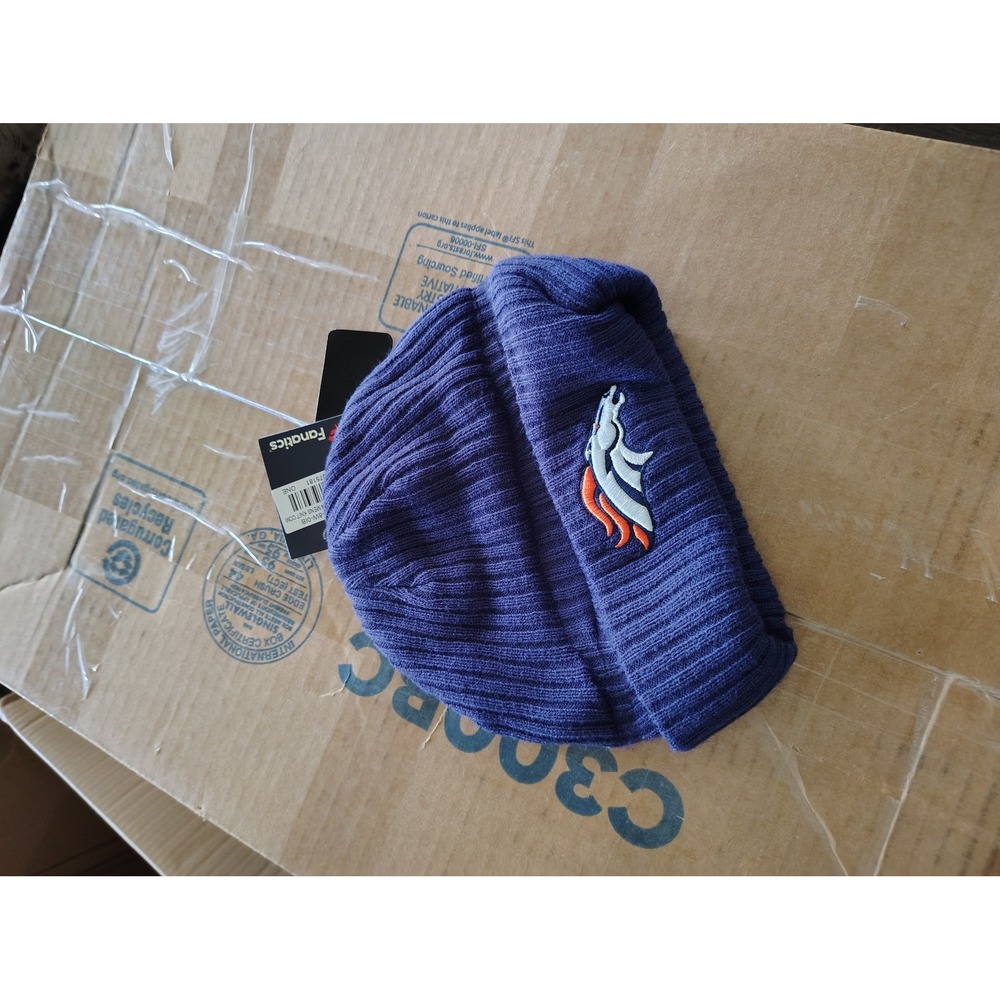 Fanatics Denver Broncos NFL Mens Knit Beanie Navy Blue Hat 157B-4506-BW-0IB